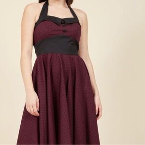 50s Style Burgundy Halter Dress